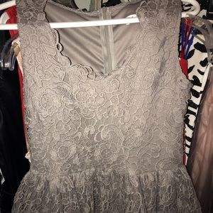 Gray Lace Midi Dress